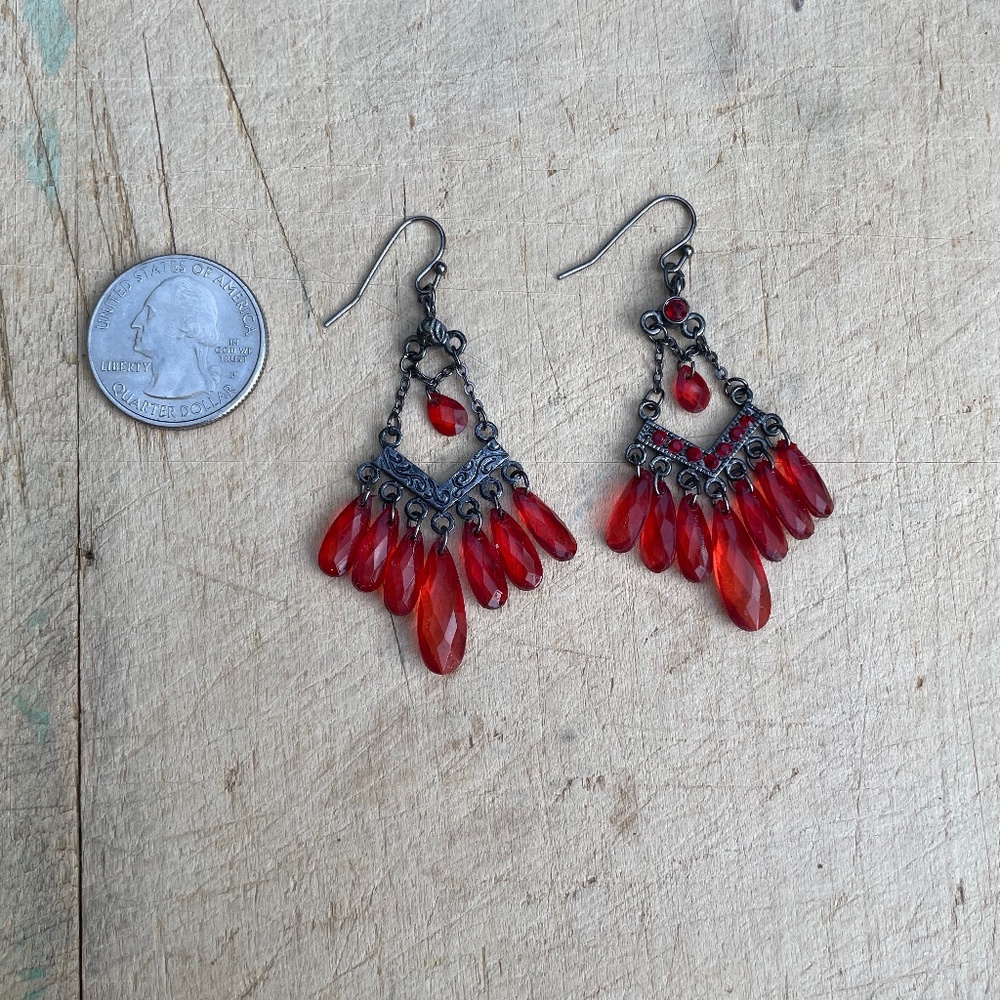 Dangly Red Earrings
